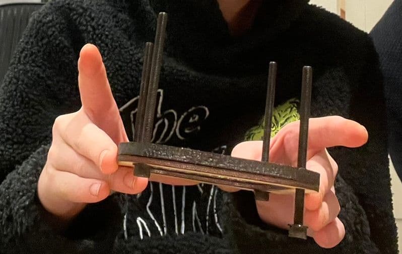 One of my helpers holding a frame ready for first gluing. ready for gluing