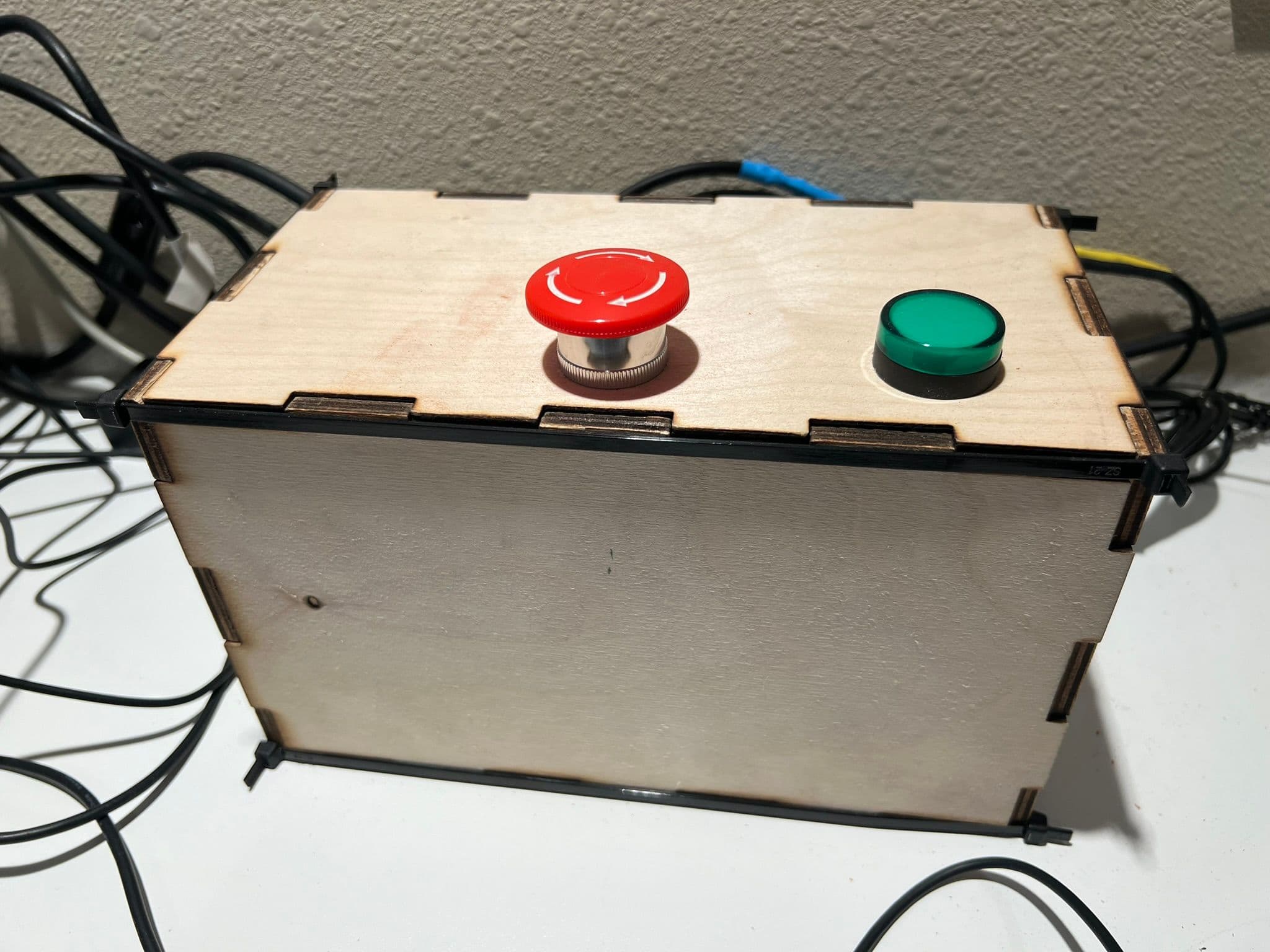 Important for this button to be “slammable.” emergency stop